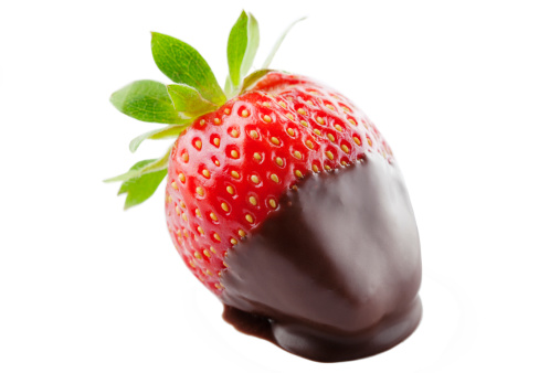 fresh strawberries dipped in dark chocolate