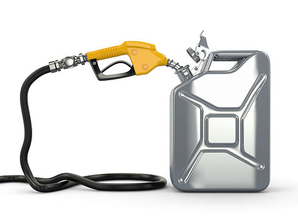 istock Gas pump nozzle and fuel can on white background 177561208