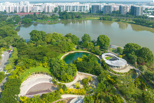 Singapore, Singapore - August  05, 2018:  Marina Sands Bay, this Singapore landmark resort and convention-exhibition center is topped with the world's longest elevated swimming pool