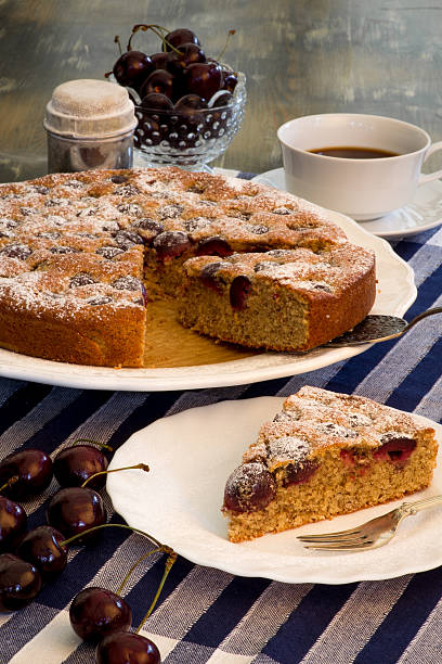 istock Cherry Almond Cake With Fresh Cherries And Coffee 177565490
