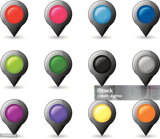 Set Of Round 3d Map Pointers Stock Illustration - Download Image Now ...