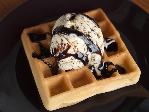 istock Vanilla ice cream waffle topped with chocolate 177569634