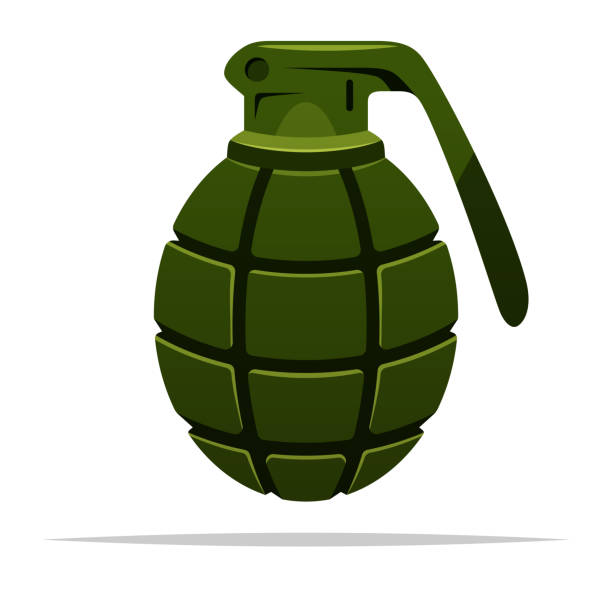 illustrations, cliparts, dessins animés et icônes de illustration isolée de vecteur de grenade à main - hand grenade explosive bomb war