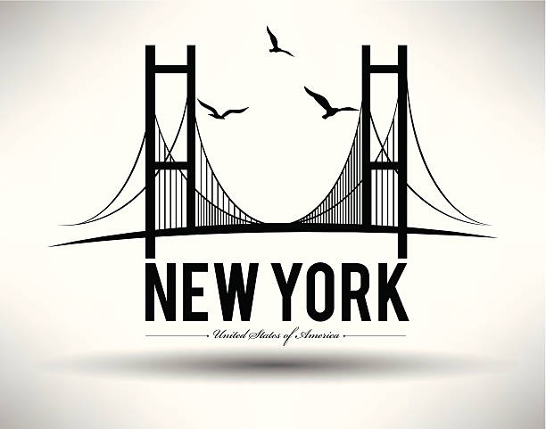 illustrations, cliparts, dessins animés et icônes de illustration de pont de brooklyn à new york city - brooklyn bridge