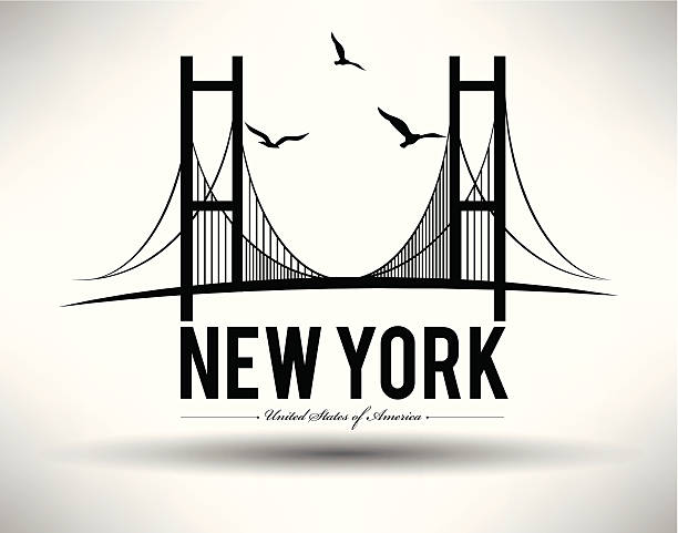 illustrazioni stock, clip art, cartoni animati e icone di tendenza di illustrazione di ponte di brooklyn a new york city - ponte di brooklyn