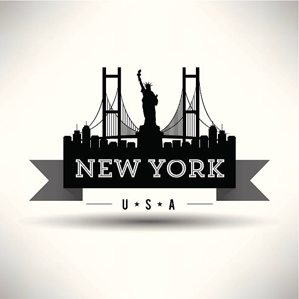 new york city banner projekt - brooklyn bridge obrazy stock illustrations