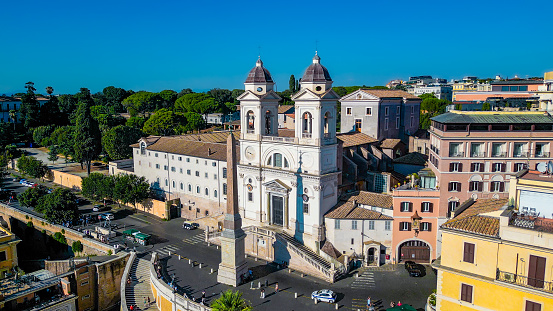View of the dome at Santa Maria Assunta church in Ariccia, a town in the Alban Hills of the Lazio. One of the Castelli Romani towns, Ariccia is located in the regional park known as the \