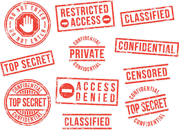 Top secret rubber stamps Confidential, top secret, private, rubber stamps. privacy stock illustrations