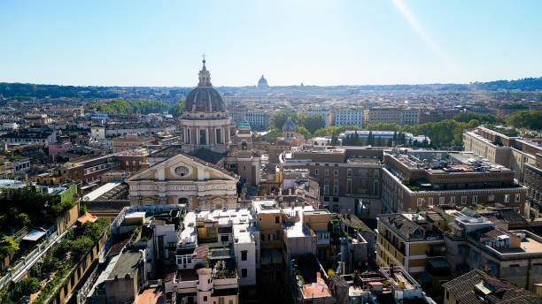 이탈리아 로마의 조감도 - ancient rome pantheon rome church dome 뉴스 사진 이미지