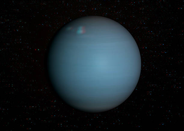 3 d sonnensystem-serie: uranus mit stars im hintergrund. - anaglyph stock-fotos und bilder