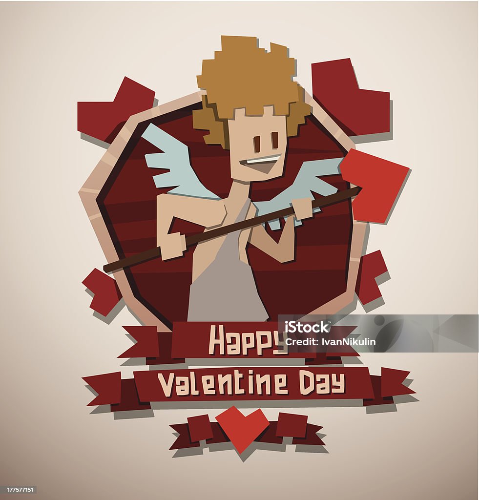 Walentynki karty, papier angel z spear - Grafika wektorowa royalty-free (Amor)