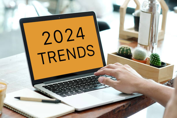 istock Laptop computer with 2024 trends on screen background, digital marketing, business and technology concept 1775776746