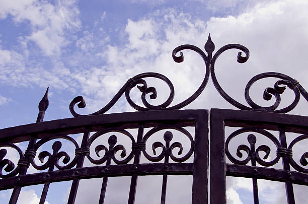 istock metal gate fragment and sky 177577830