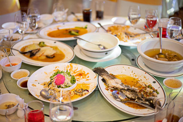 istock Leftovers at the restaurant, dirty plates, fishbones and empty items on plates. 1775782746