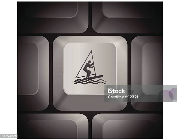 Парусная Лодка Человек Значок На Компьютерная Клавиатура — стоковая векторная графика и другие изображения на тему Атлет