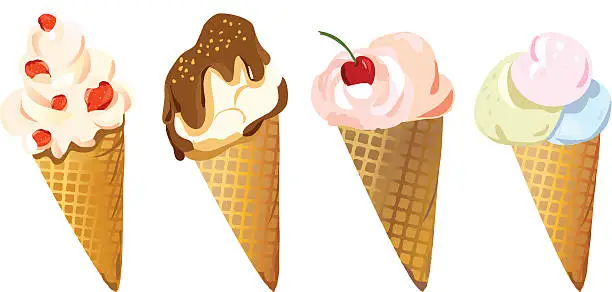 Vector illustration of set of different ice cream