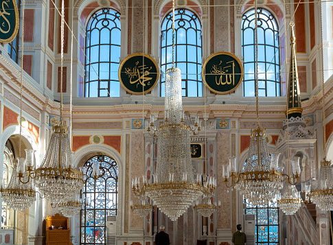 Istanbul, Turkey, 11th of October 2023, Inside of Ortaköy Mosque or Ortaköy Mosque (Turkey, Ortaköy Camii, Büyük Mecidiye Camii),