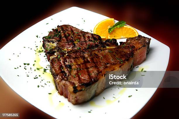 Steak Stock Photo - Download Image Now - Porterhouse Steak, Plate, Barbecue - Meal