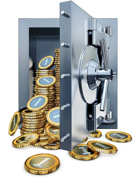 high resolution rendering of a bank vault