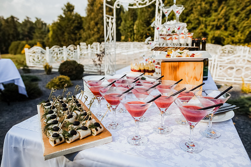 buffet table in the open air, a treat at a wedding