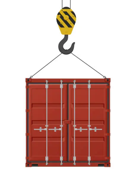 Vector illustration of Hooked cargo container