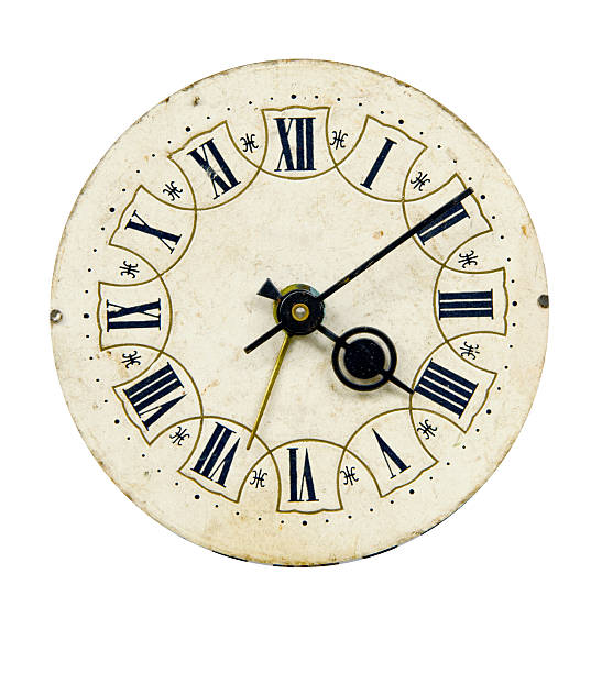 istock isolated on white and grunge vintage clock-face 177590834