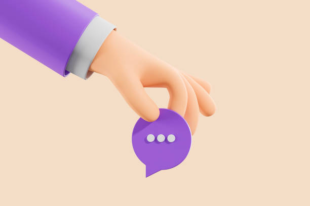 istock Cartoon man hand holding speech bubble 1775912908