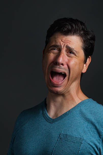 Man Screaming Looking Distressed stock photo