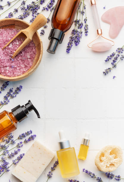 istock Lavender spa. Lavender salt, natural essential oil and fresh lavender 1775932132