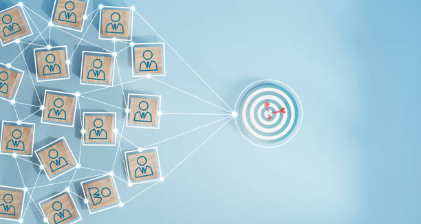istock Wooden cube block print screen person icon which link connection network for organisation structure social network and teamwork concept. 1775941292