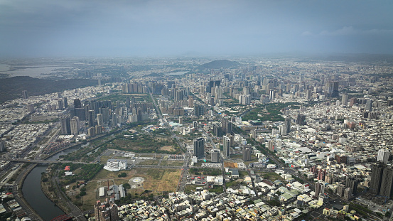 Aerial View to the Panorama of the Kaohsiung City, Taiwan