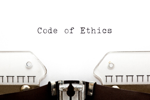 Code of Ethics printed on an old typewriter.