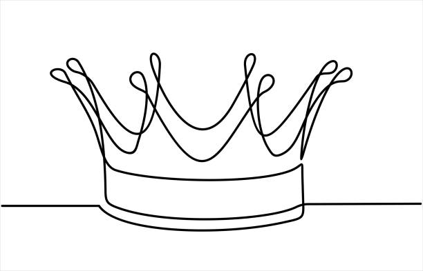 illustrations, cliparts, dessins animés et icônes de un dessin au trait d’un objet vectoriel isolé - couronne. dessin continu d’une ligne du symbole de la couronne du roi et de la majesté - empereur