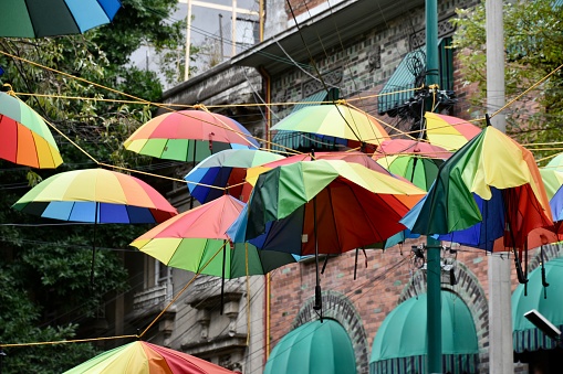 Group of umbrellas marking a ‘gay’borhood in Mexico City
