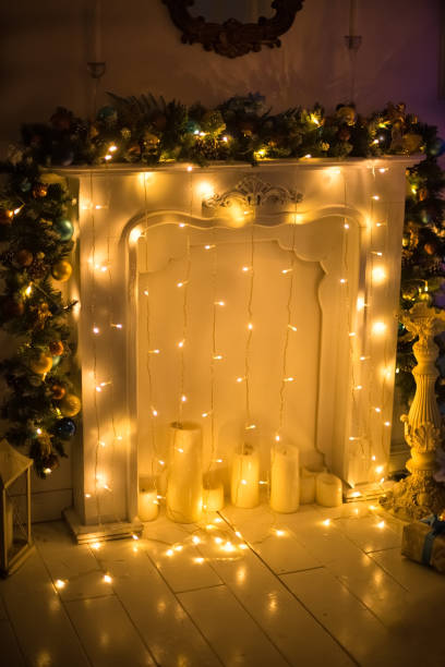 istock beautiful new year fireplace in the lights in defocus 1775976341