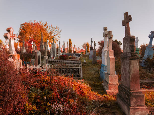 istock Crosses on abandoned graves. Christian religious monuments. 1775976734