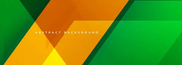 Vector illustration of Green and orange modern abstract wide banner with geometric shapes. Orange and green business abstract background.