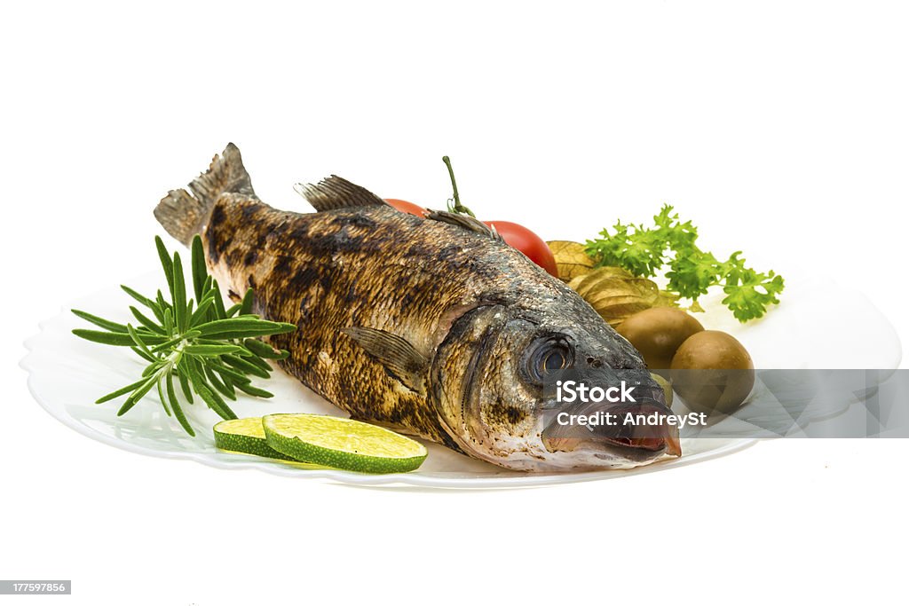 Branzino arrosto - Foto stock royalty-free di Alla griglia