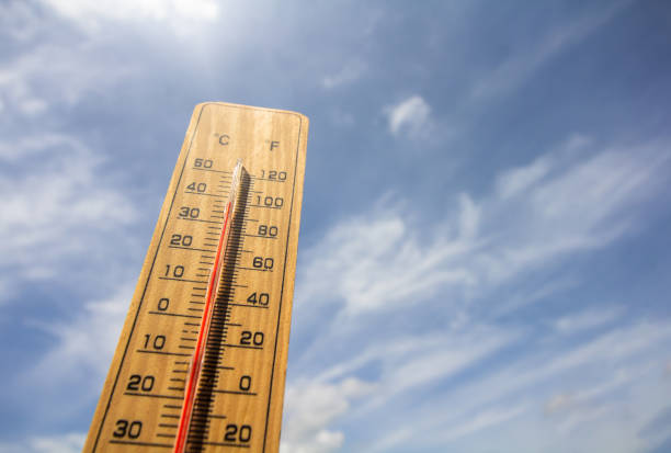 istock The background thermometer is a blue sky. 1775985276