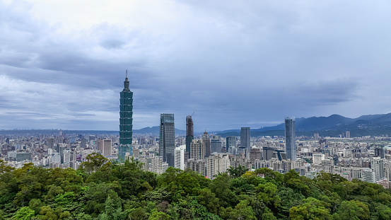 The Best Aerial View to the Panorama of Taipei City, Famous Landmark of Taiwan