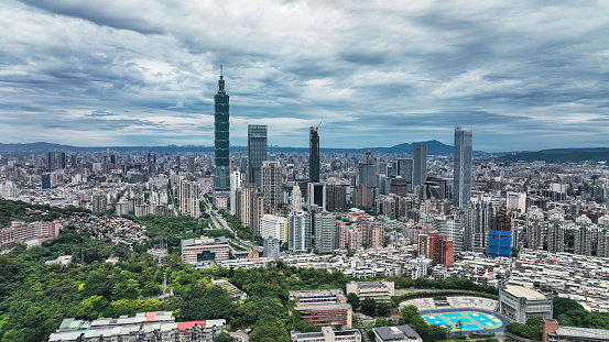The Best Aerial View to the Panorama of Taipei City, Famous Landmark of Taiwan