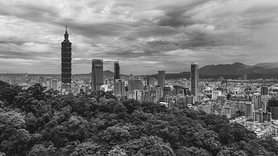 The Best Aerial View to the Panorama of Taipei City, Famous Landmark of Taiwan