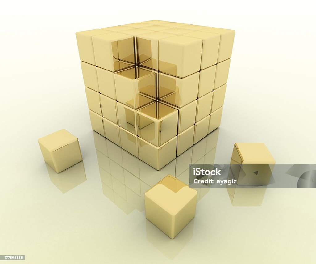 ゴールドのキューブ - 3Dのロイヤリティフリーストックフォト