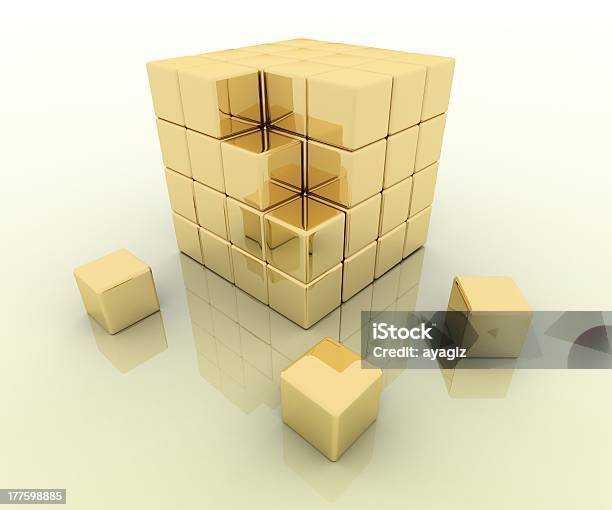 Gold Cube Stock Photo - Download Image Now - Abstract, Arranging, Block Shape