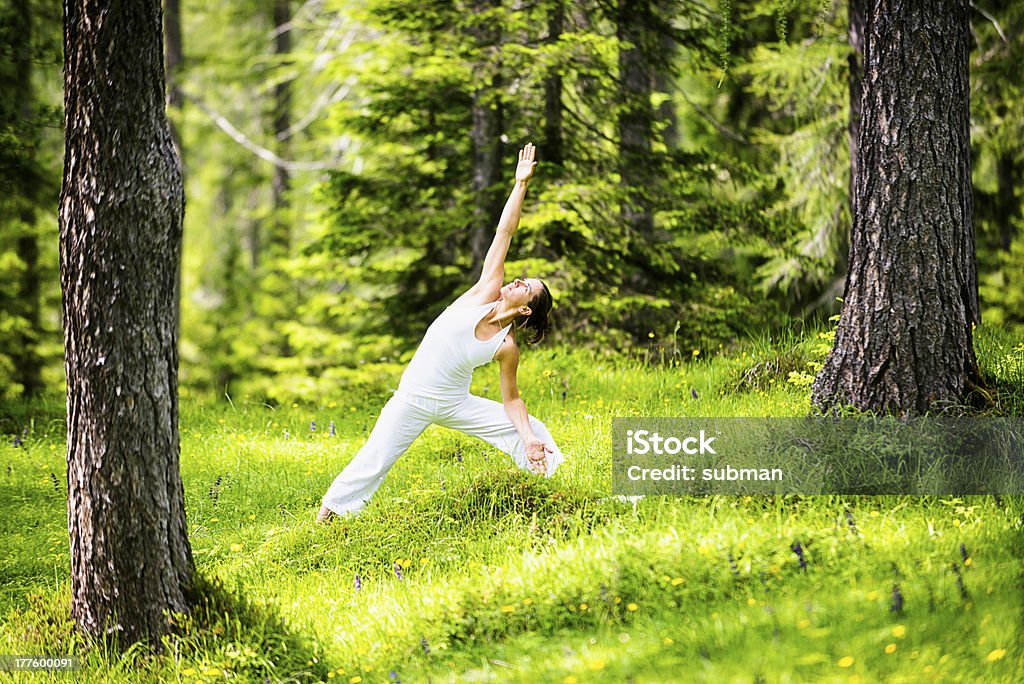 Méditer dans les bois - Photo de Yoga libre de droits