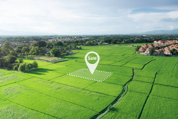 istock Land plot in aerial view with concept for sale. 1776001250