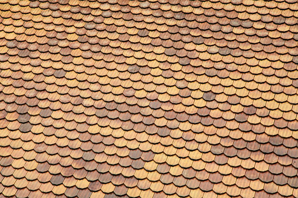 Old ceramic tile roof background