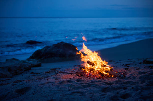 istock A campfire burns on a deserted sandy beach at the seashore in the evening 1776010537