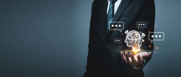 istock Chat Bot AI. businessman people with virtual graphic AI chatbot technology icon diagram on hand, artificial intelligence, futuristic technology, business development manager, digital marketing concept 1776011127