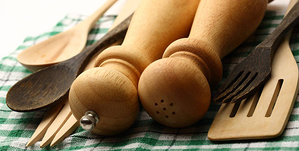 istock Wooden salt and pepper set with spoon 177601814